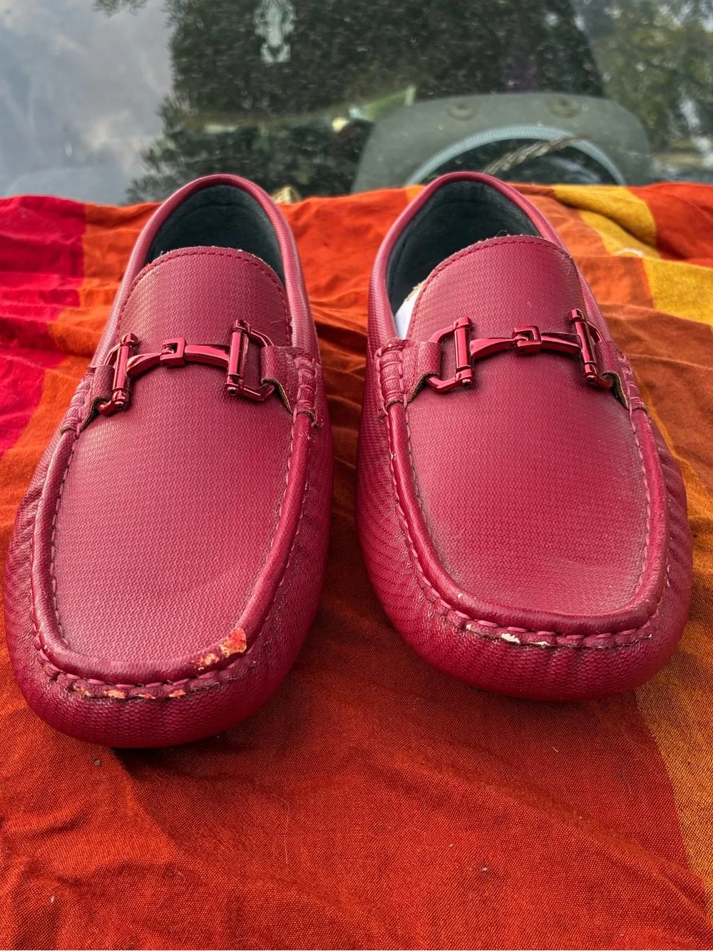 Men’s Red Leather Slip-On Loafers